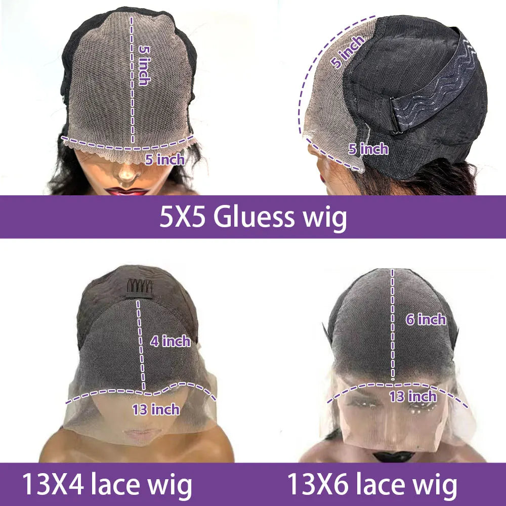 Bone Straight Lace Front Wigs Human Hair Brazilian 13x4 13x6 5x5HD Transparent Lace Frontal Wigs For Women 40 Inches 220 Density